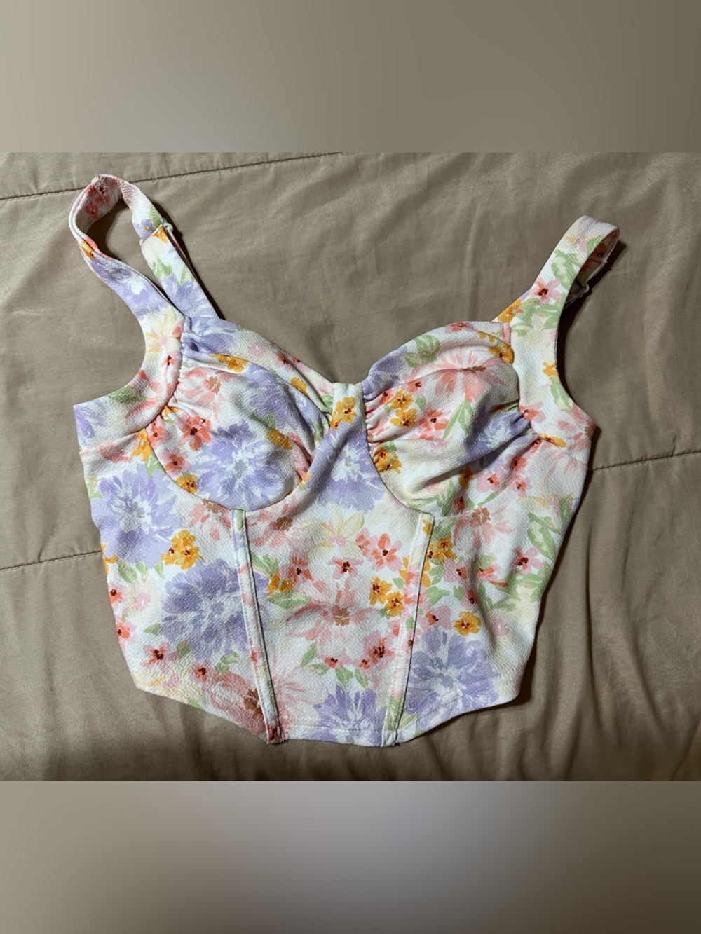 SHEIN White Floral Pastel Bralette
